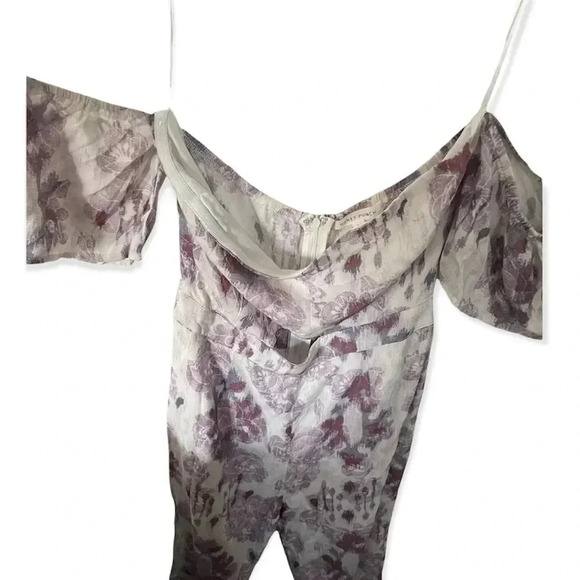 Honey Punch purple floral jumpsuit midi off shoulder size Large - Picture 2 of 5